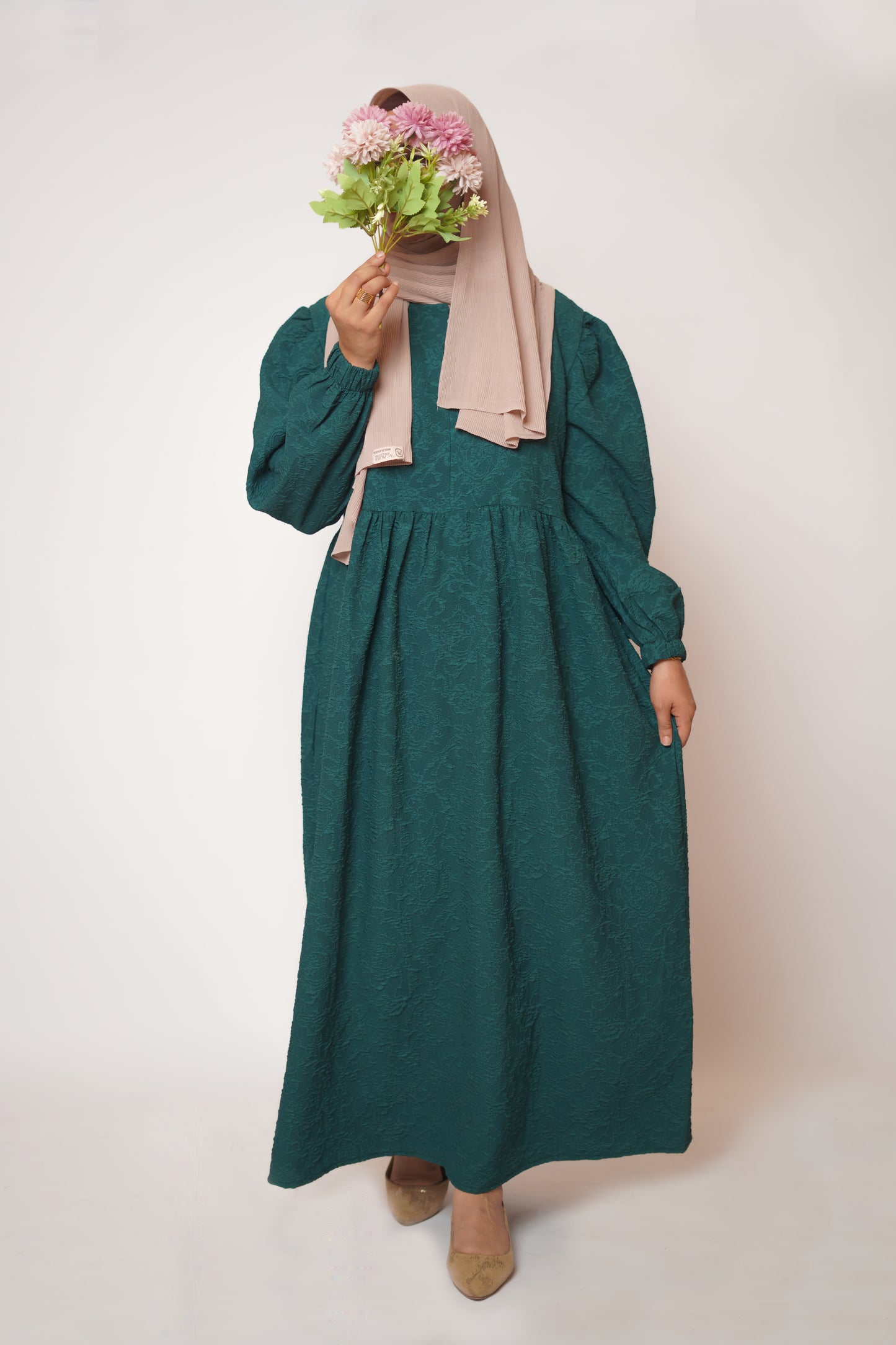 Lily Textured Maxi Dress-Dark Green