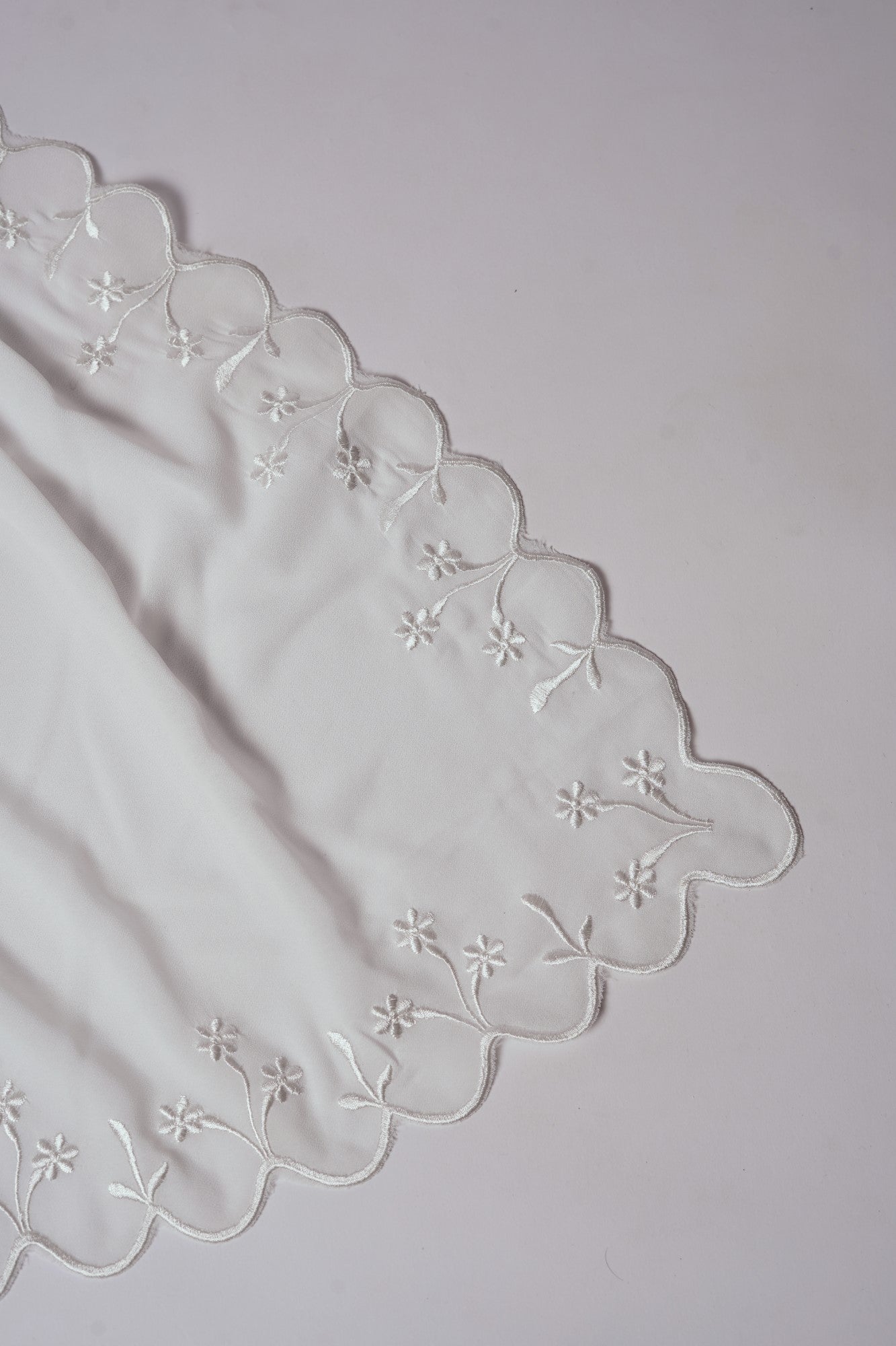 Sulam Embroidered Hijab - White