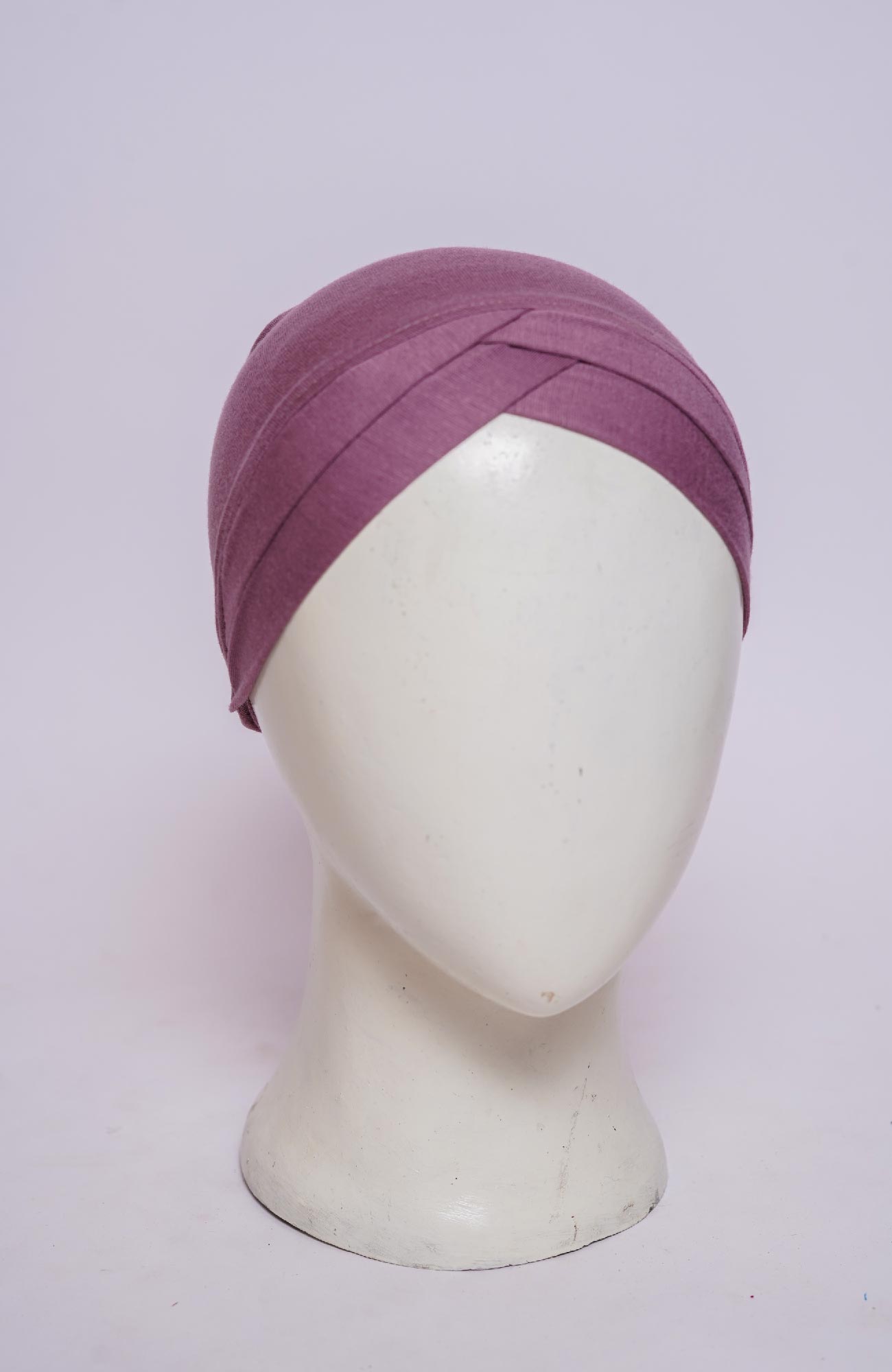Dual Cross Turban Cap -Mauve Taupe