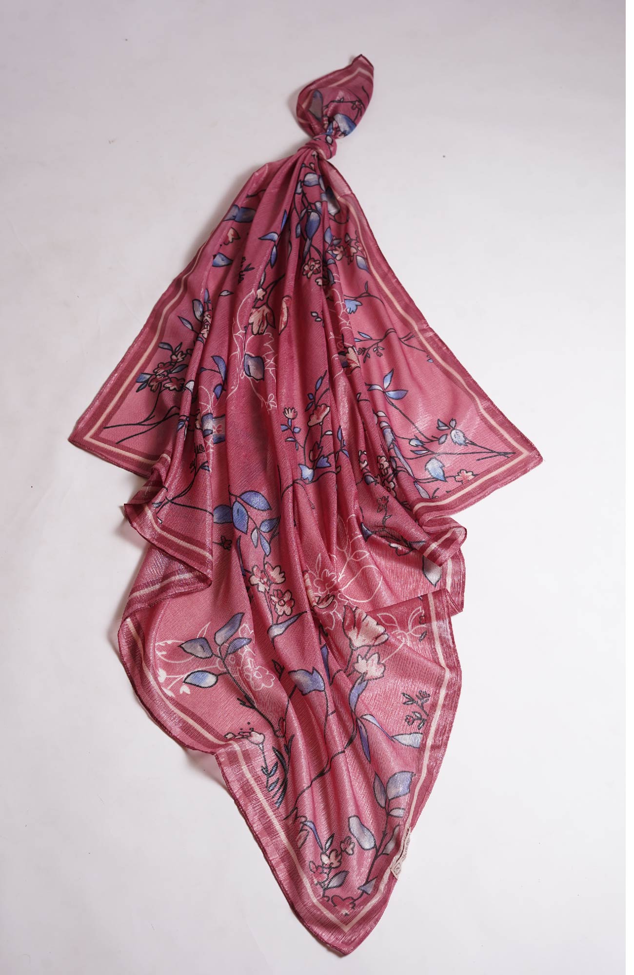 Shimmer Floral Silk - Coral