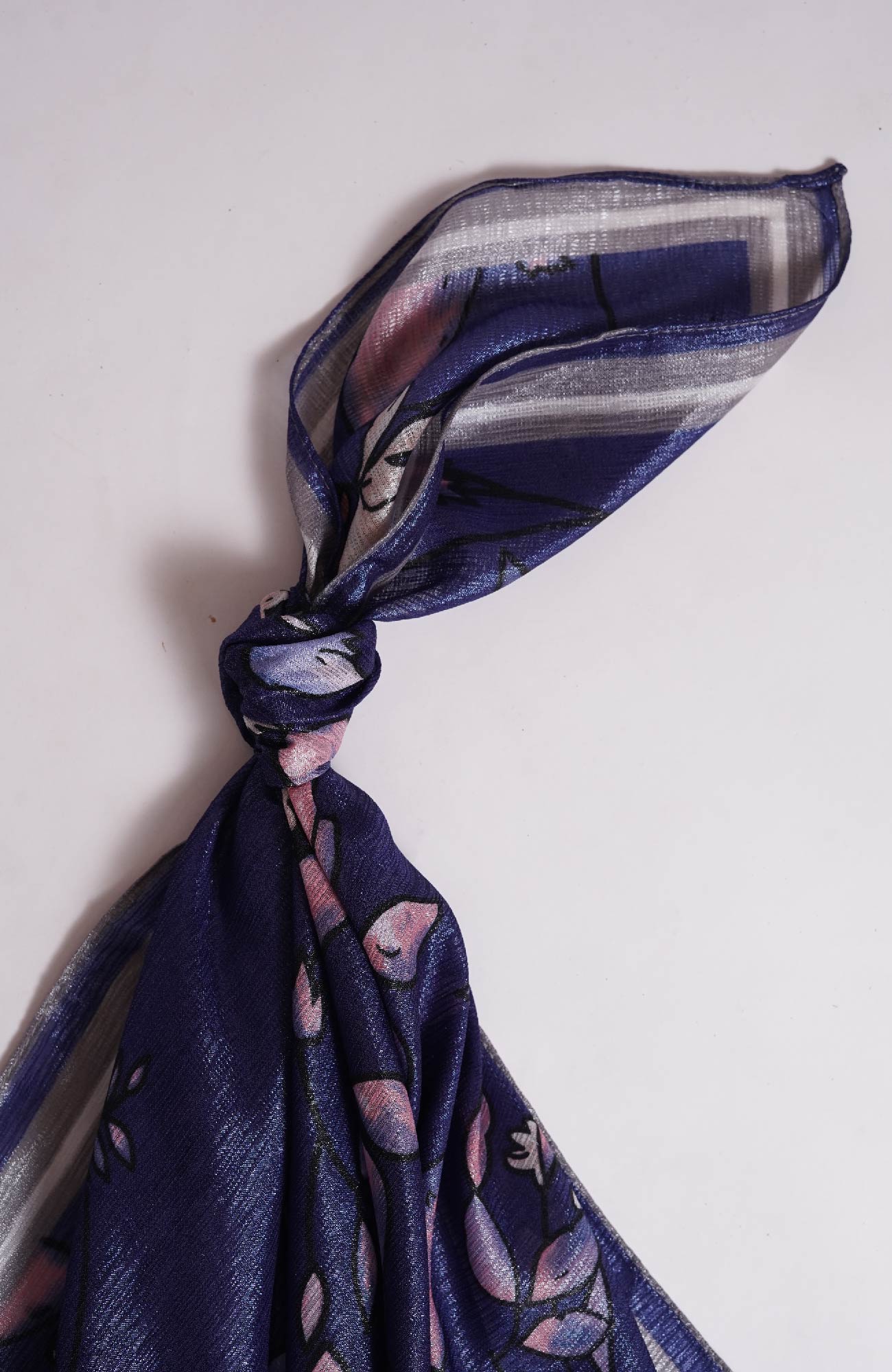 Shimmer Floral Silk - Egyptian Blue