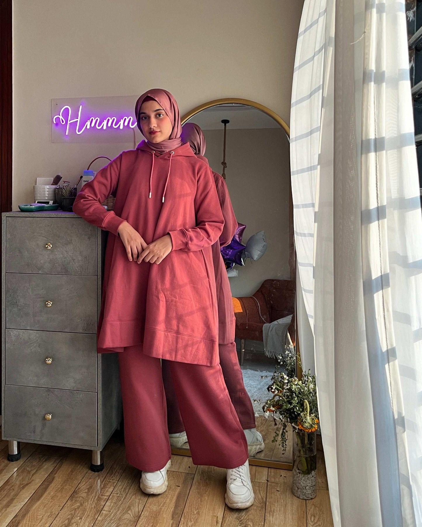 Dahlia Fleece Co Ord Set - Salmon Pink