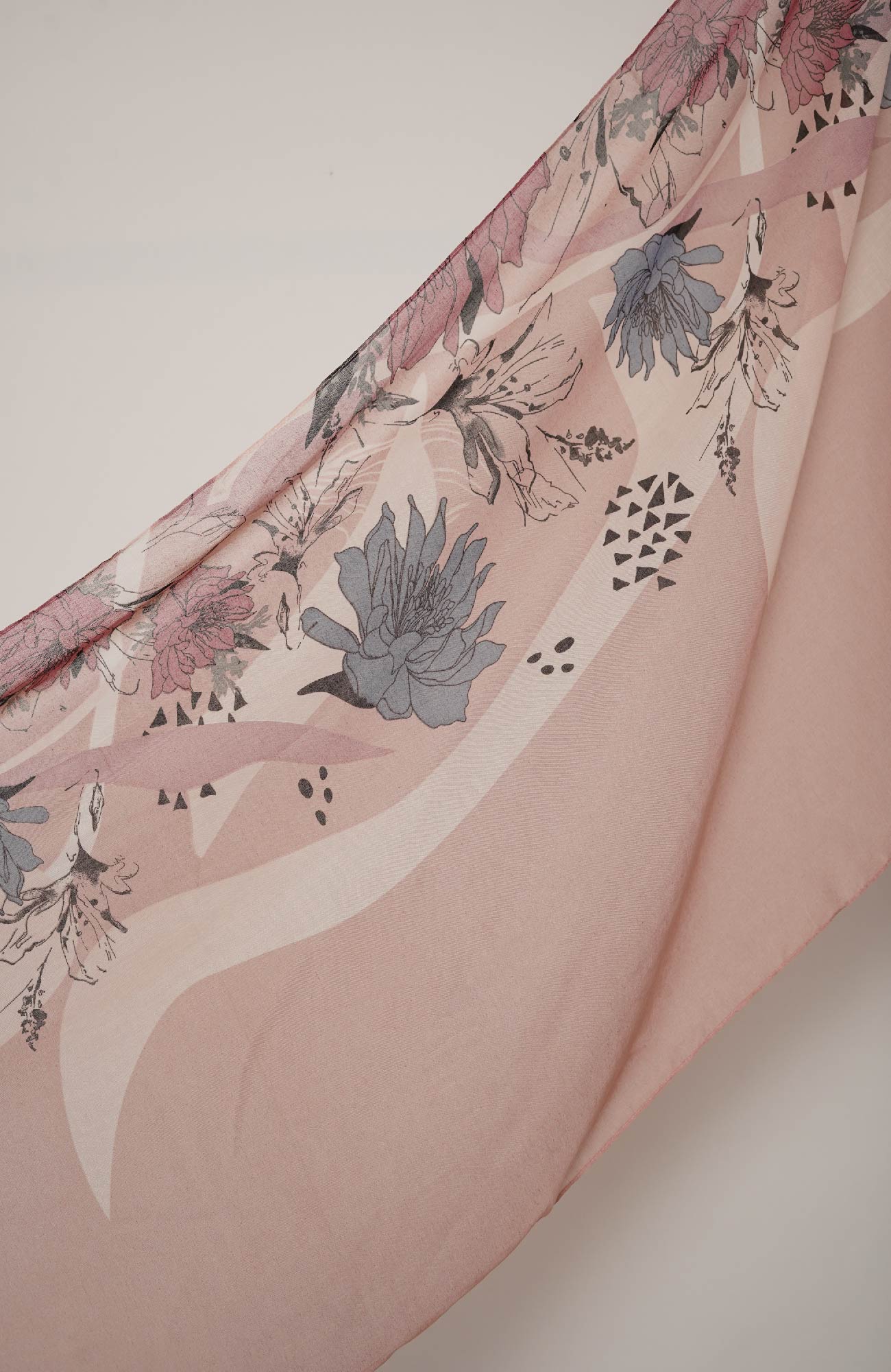 Lawn Print-Bloom coral pink