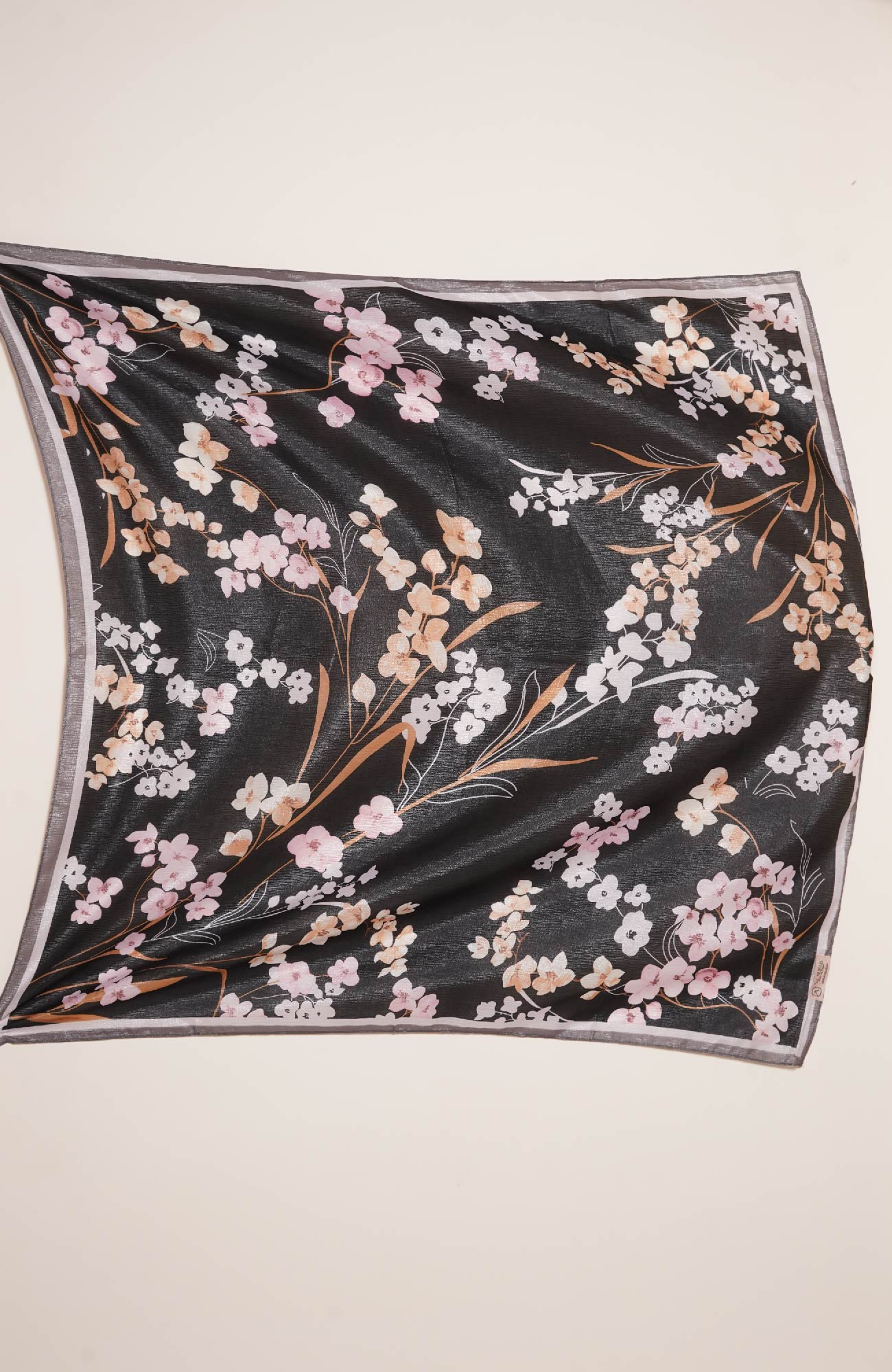 Shimmer Floral Silk - Black