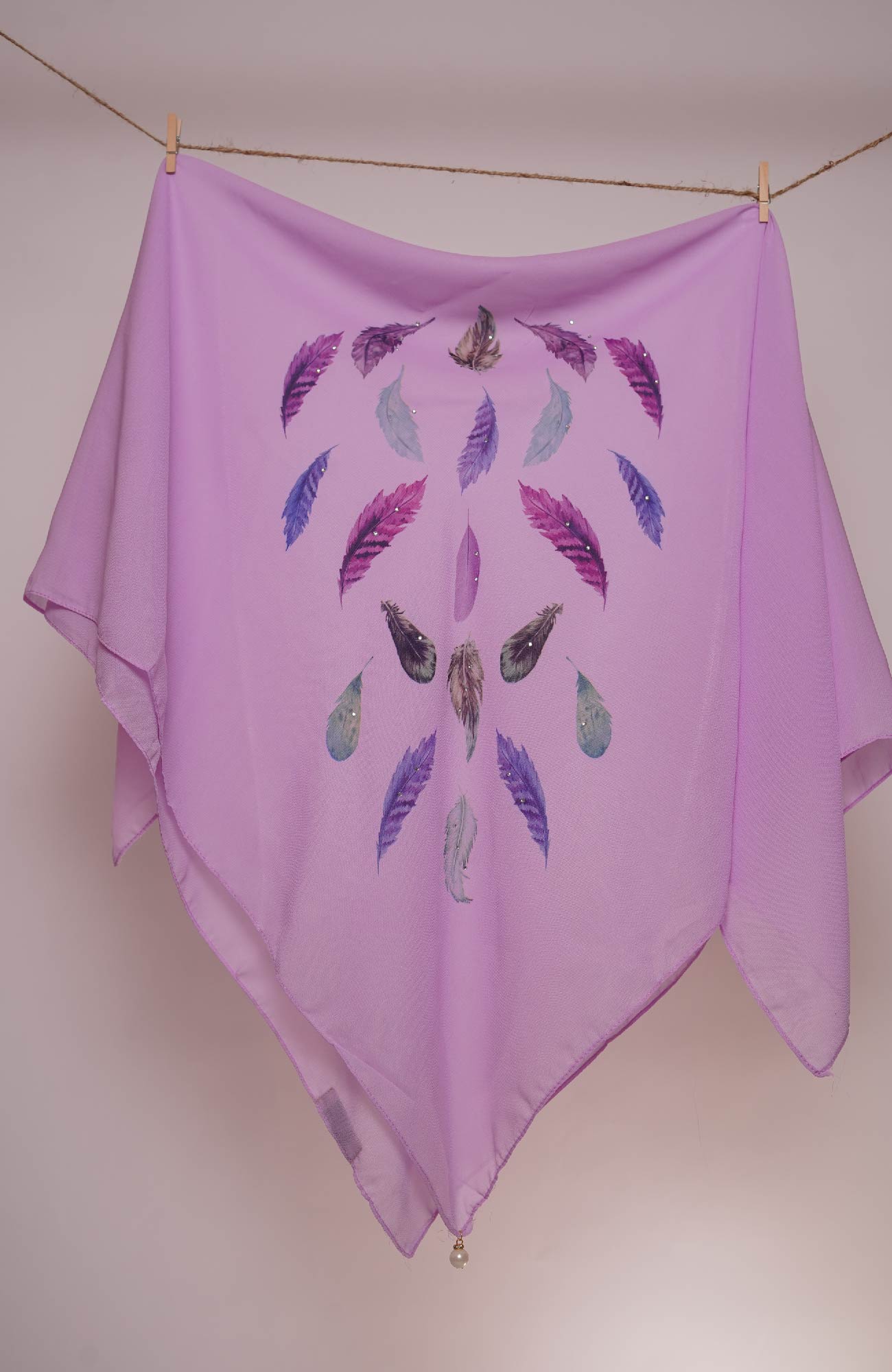 Square Feather Printed - Light Purple