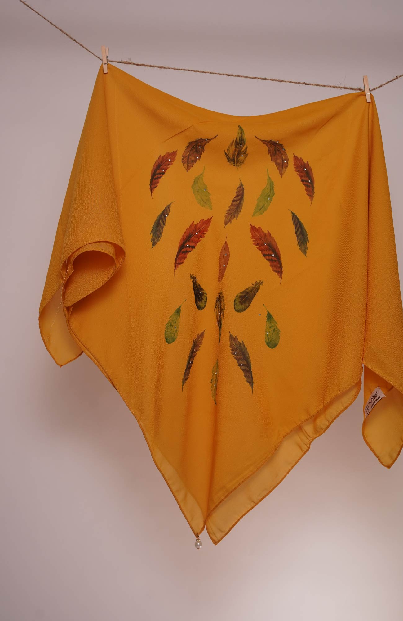Square Feather Printed - Orange