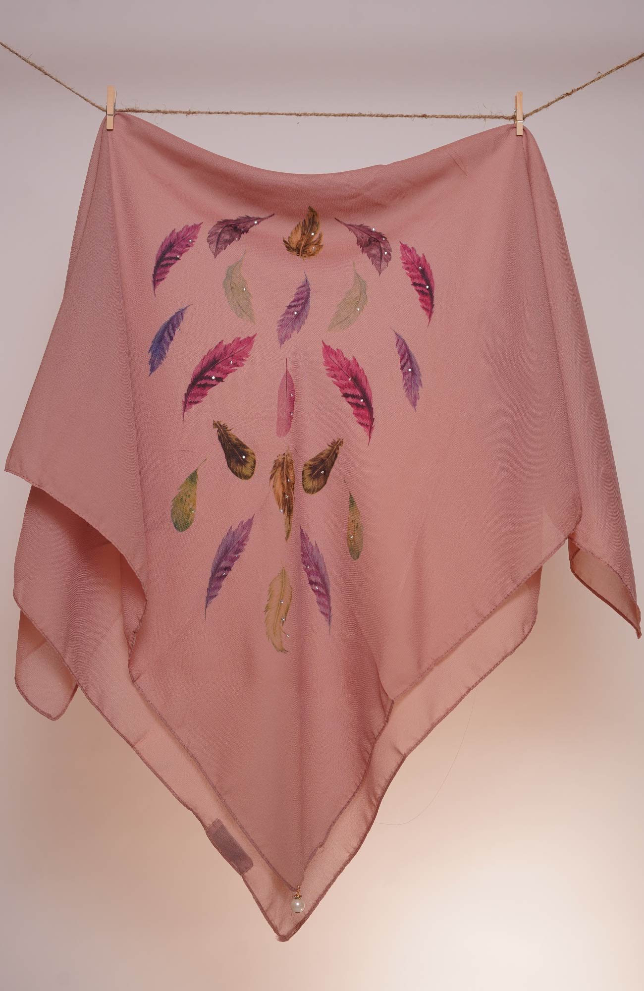 Square Feather Printed - Spanish Pink