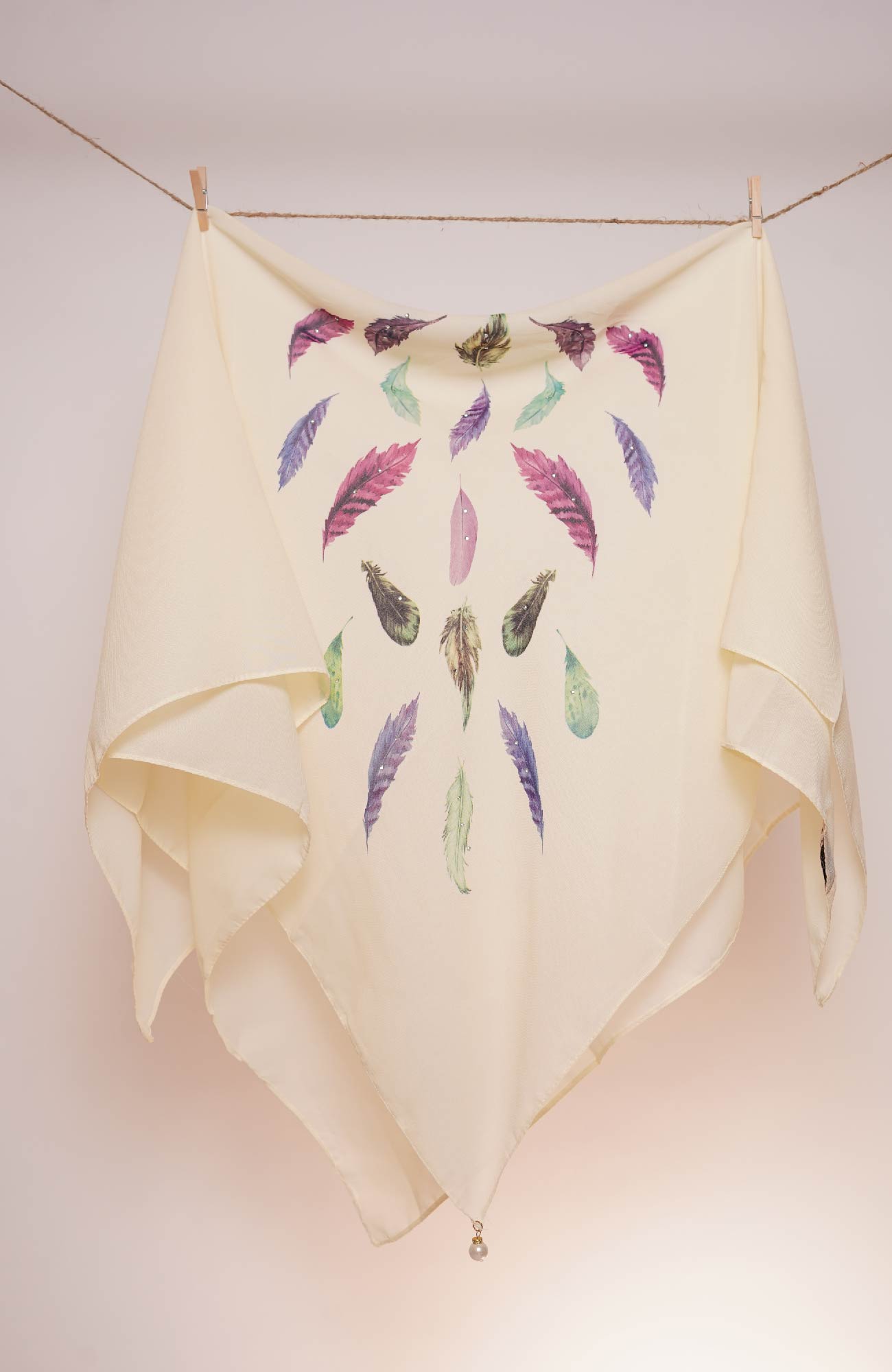 Square Feather Printed - Wheat
