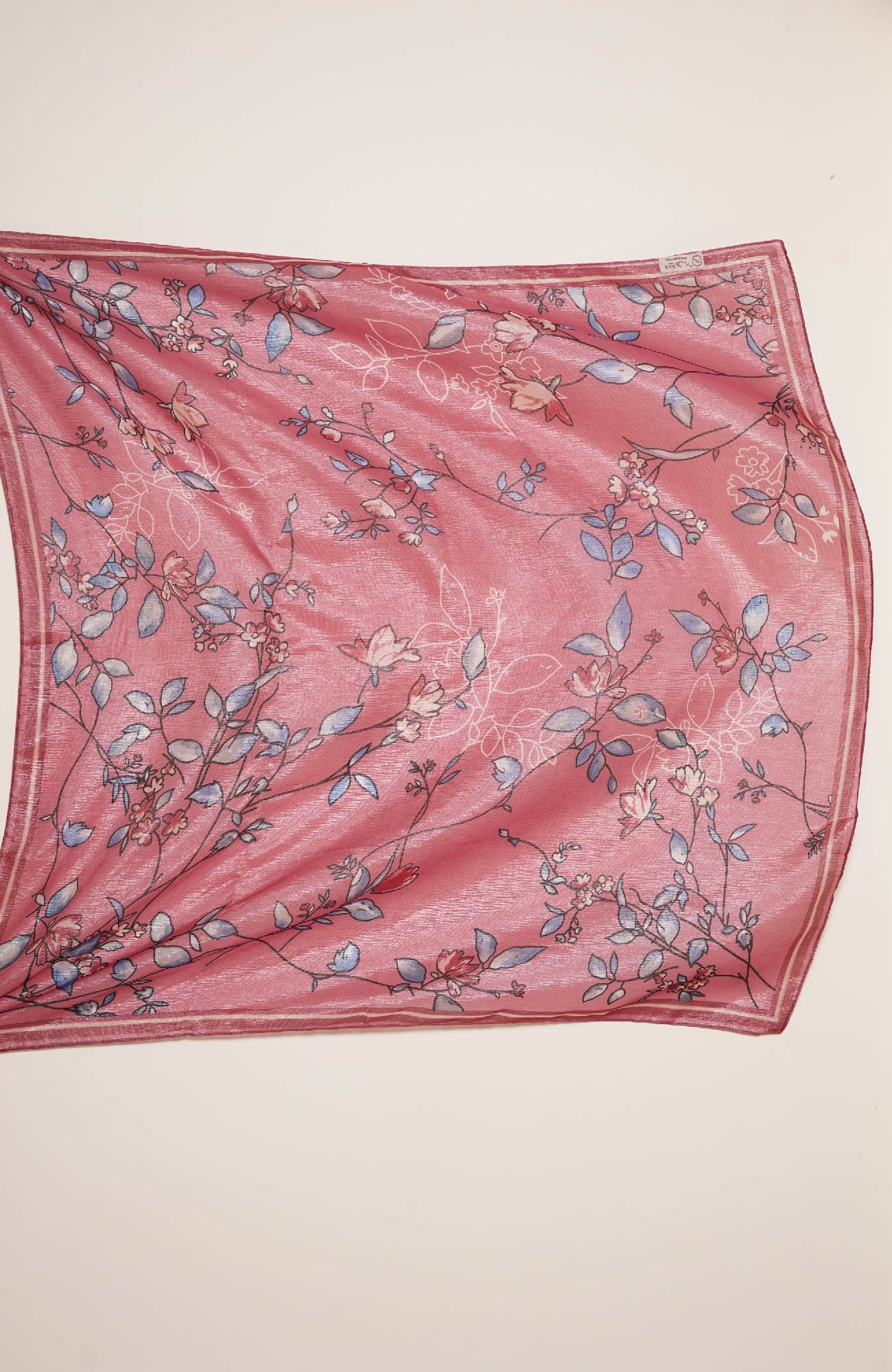 Shimmer Floral Silk - Coral