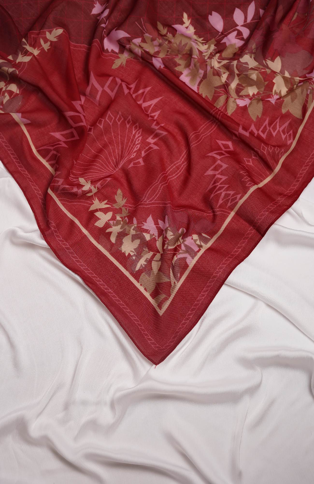 Square Lawn Printed - Ruby