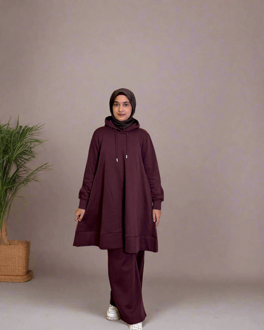 Dahlia Fleece Co Ord Set - Burgundy