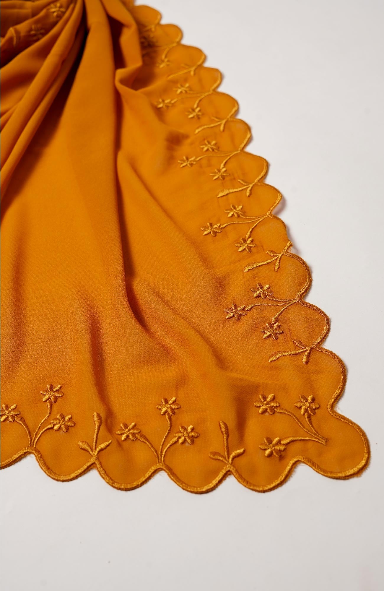 Sulam Embroidered Hijab - Mustard