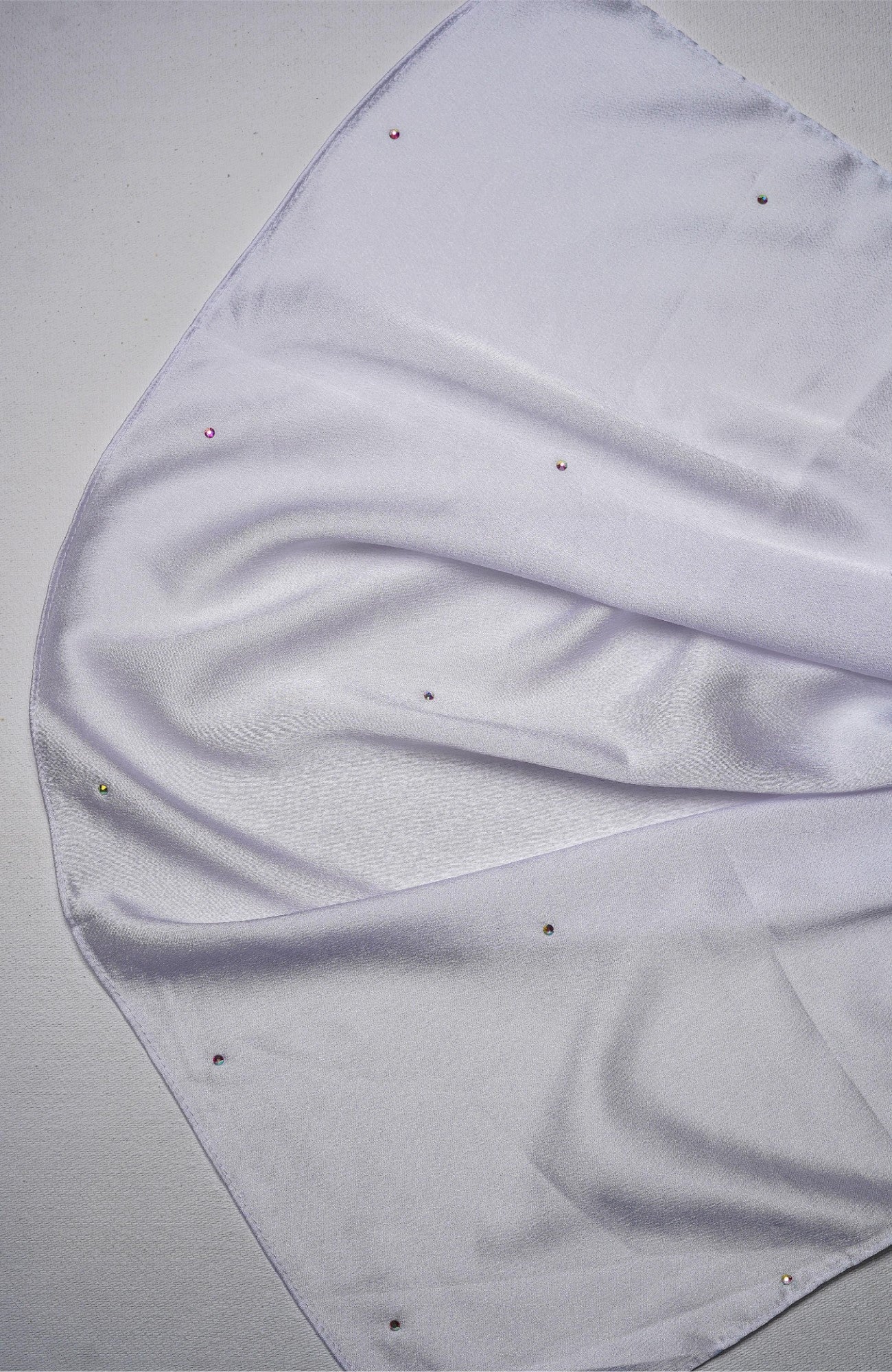 Beads Satin Silk Hijab - Frost White