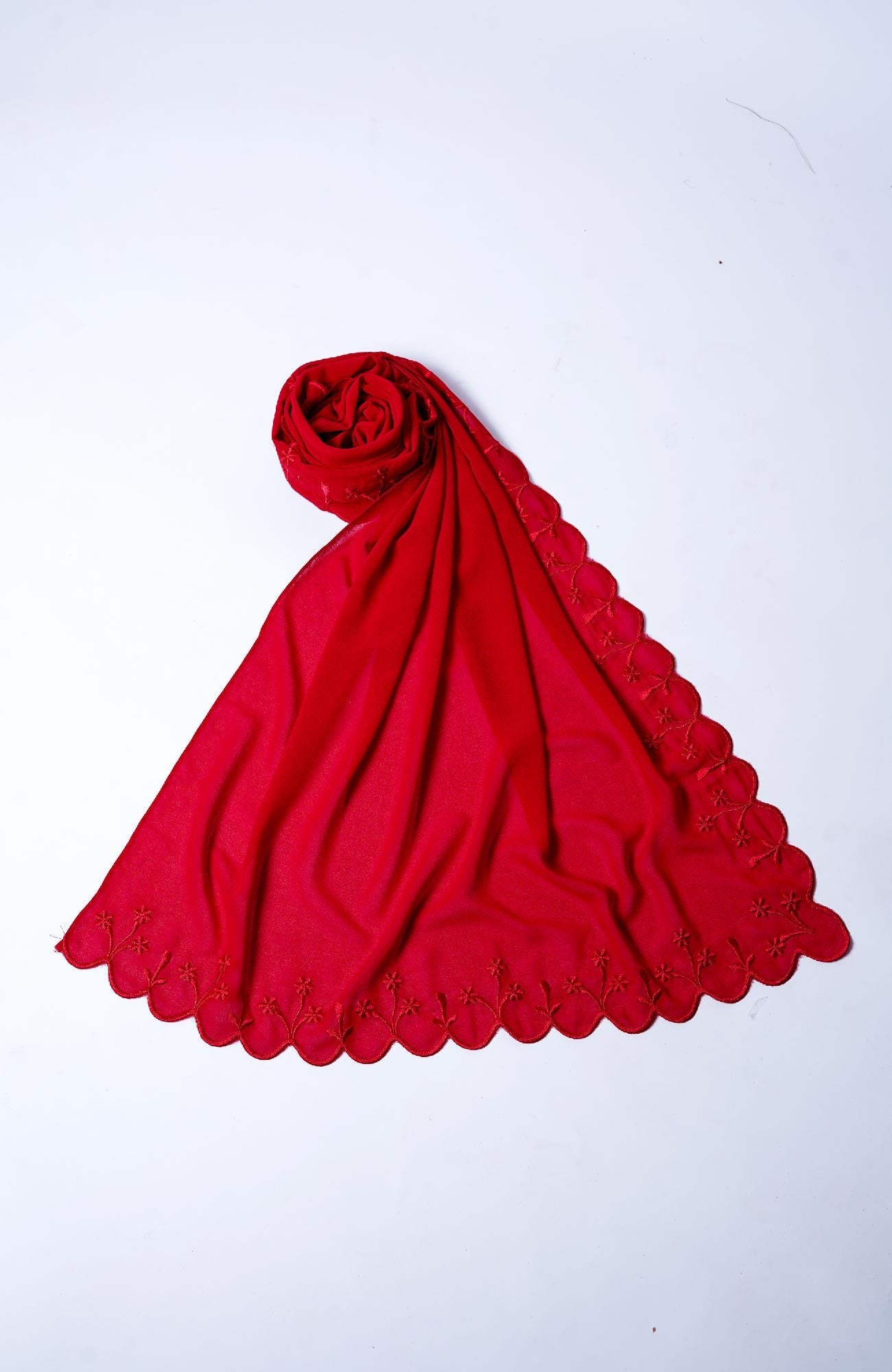 Sulam Embroidered Hijab - Spice Red