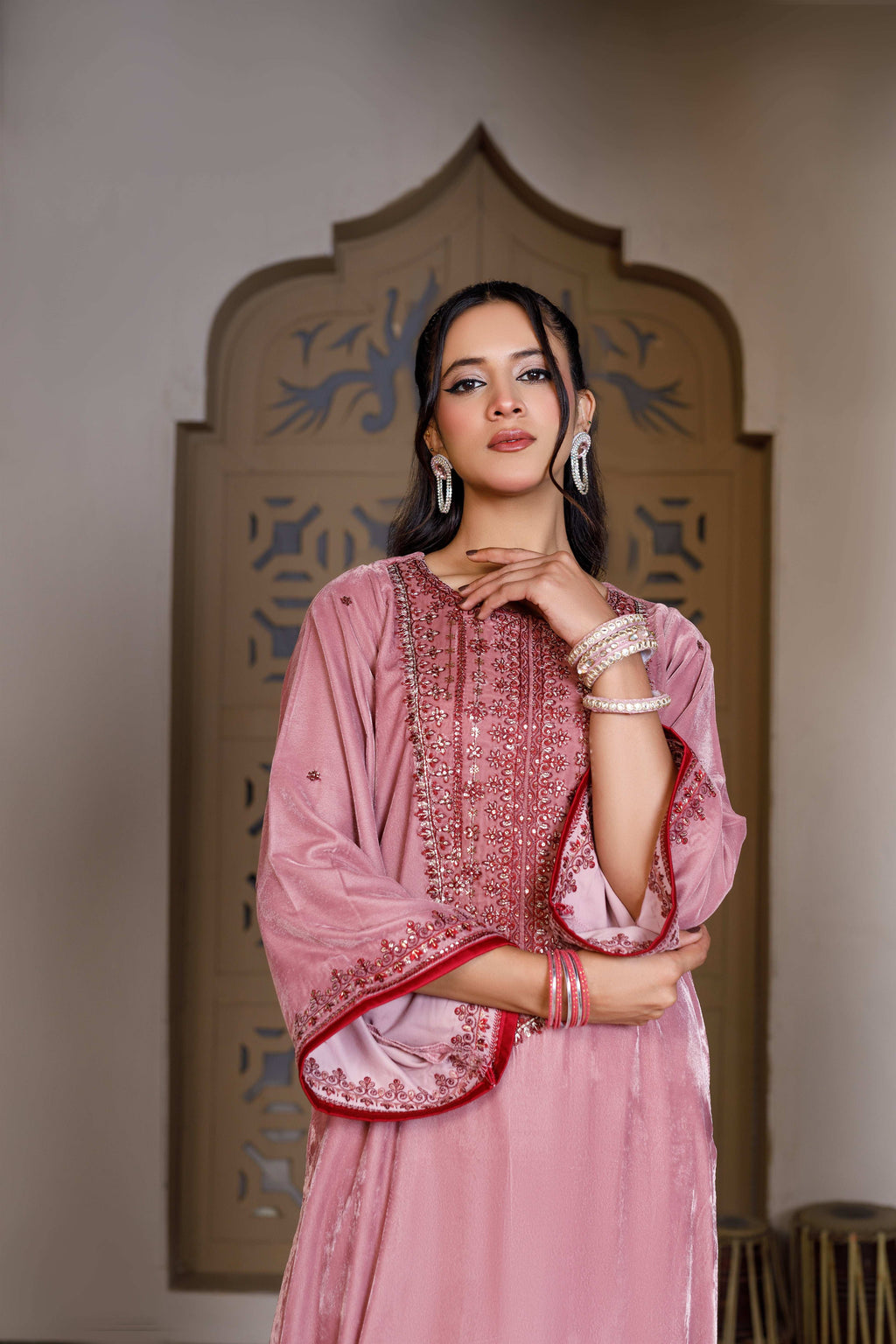 SOFT PINK KAFTAN LONG DRESS