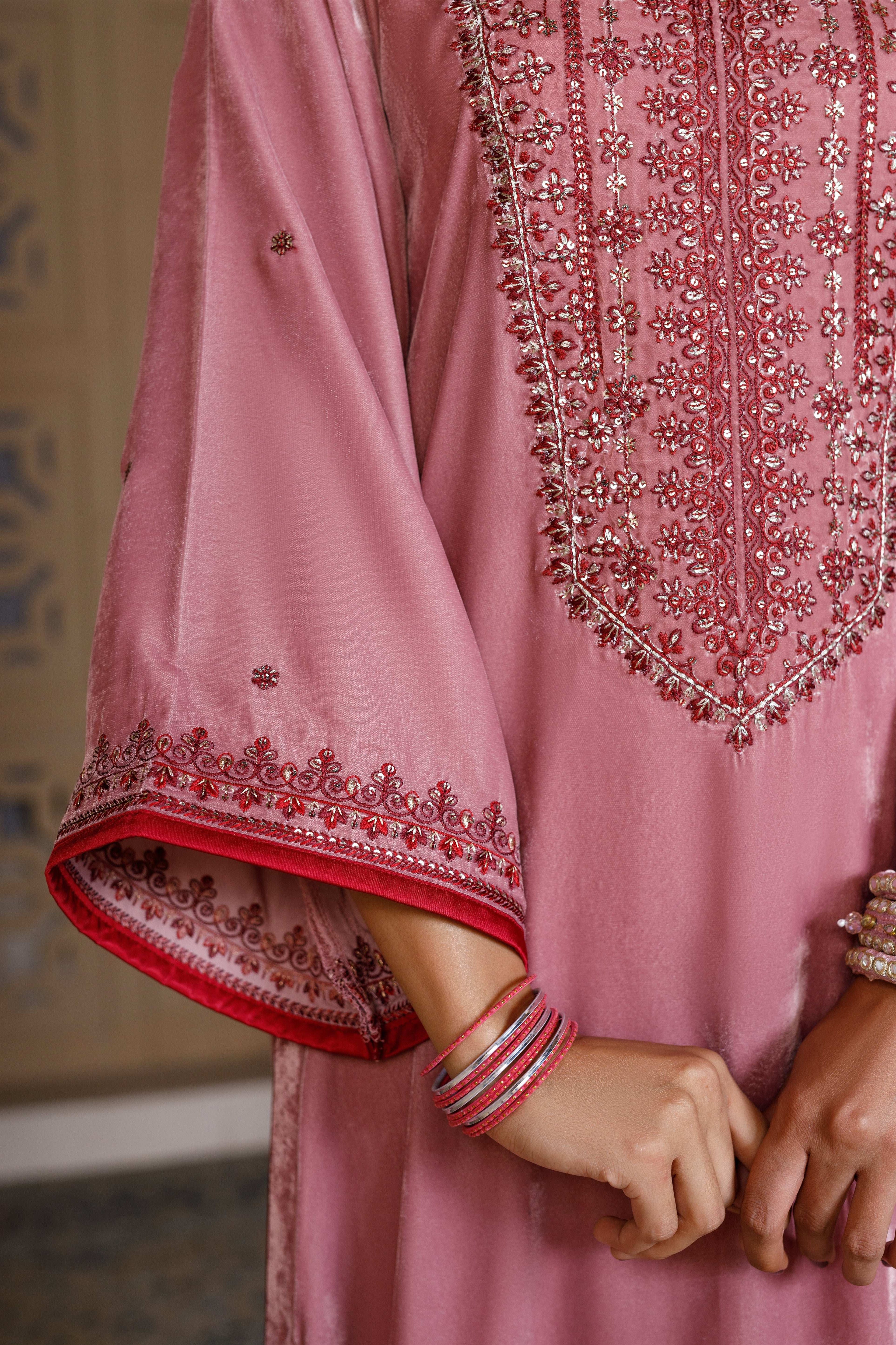 SOFT PINK KAFTAN LONG DRESS