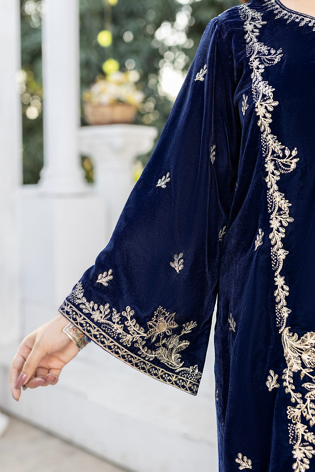 3PCS Navy Blue Velvet Dress ALRUBAB COLLECTION 3PCS Navy Blue Velvet Dress ALRUBAB COLLECTION