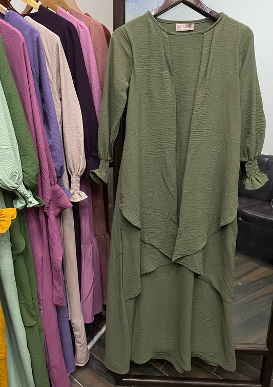 Serene Classic Abaya-Dark Olive