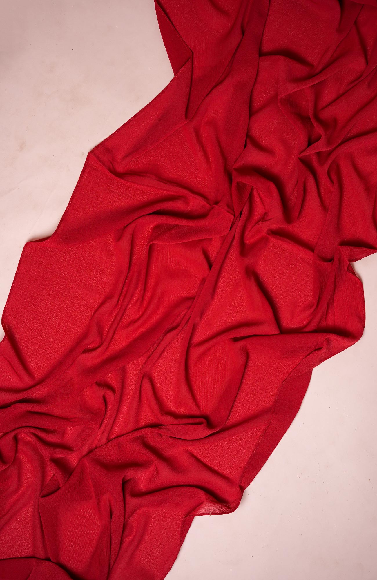 Crinkle matte Chiffon-Chinese Red