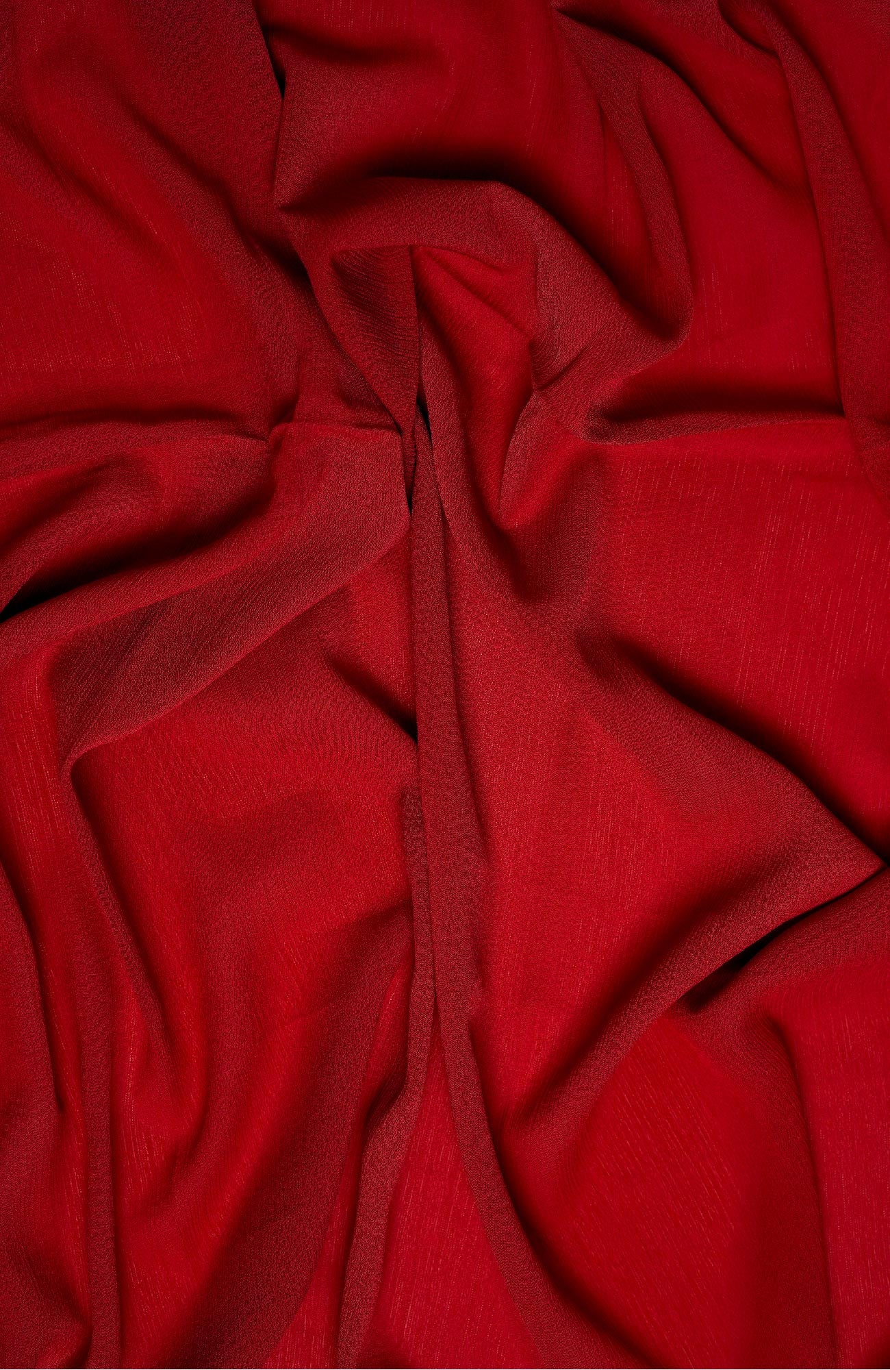 Crinkle matte Chiffon-Chinese Red