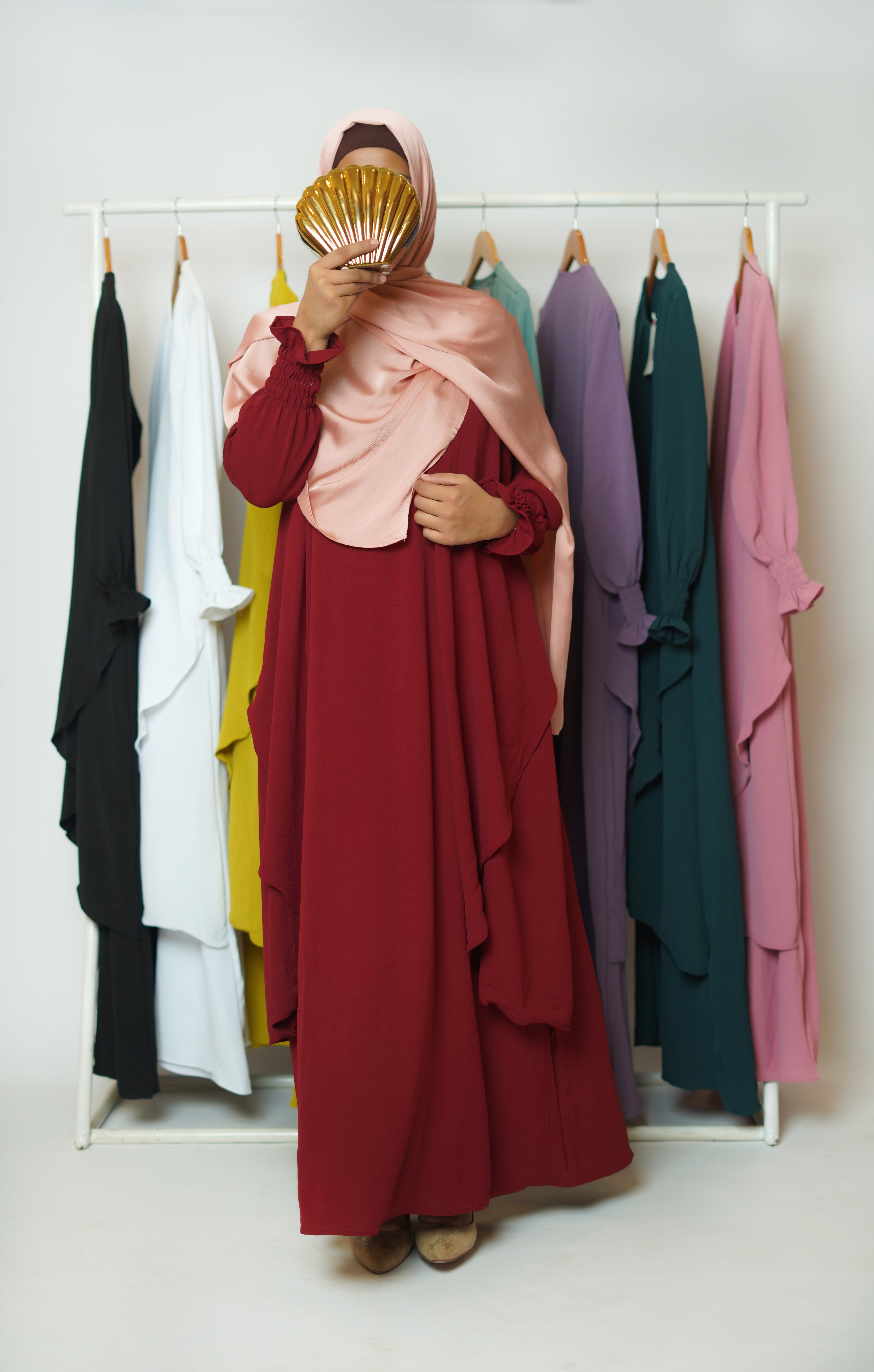 Serene Classic Abaya-Maroon Cherry