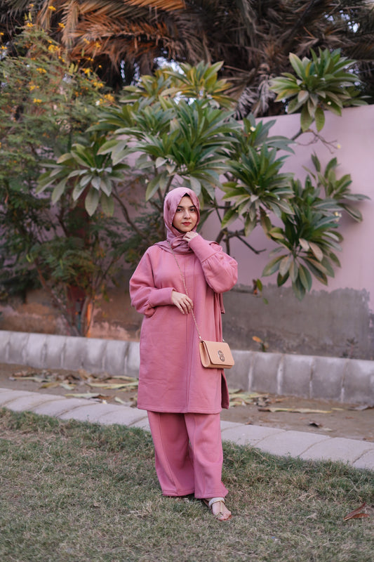 Tulip Fleece Co Ord Set - Candy Pink