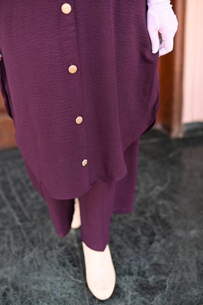 Pocket Style Co Ord Set -  Plum Purple