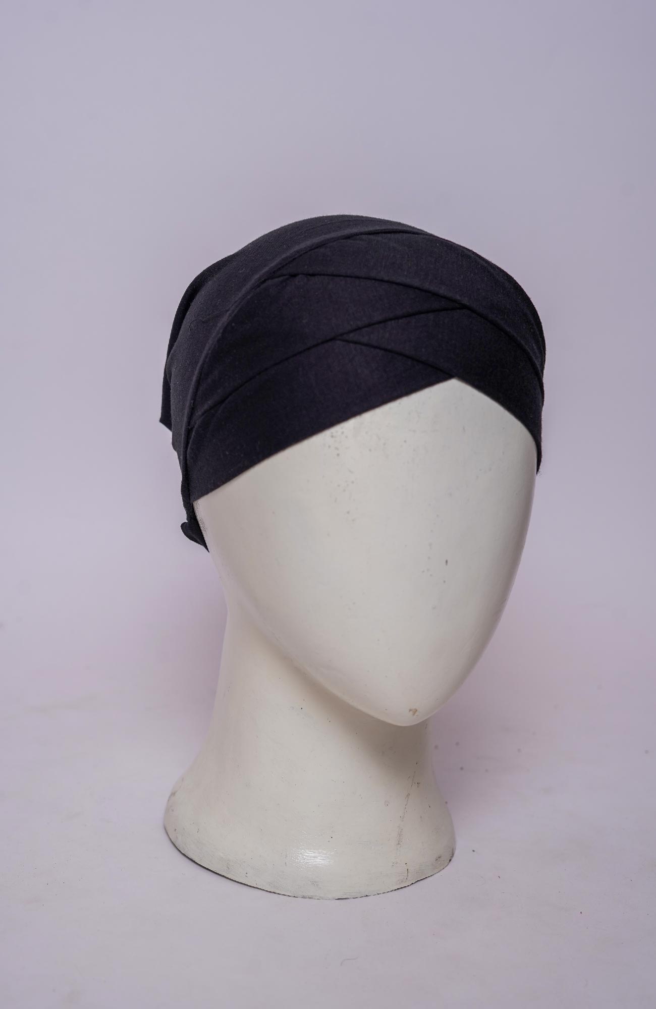 Dual Cross Turban Cap - Black