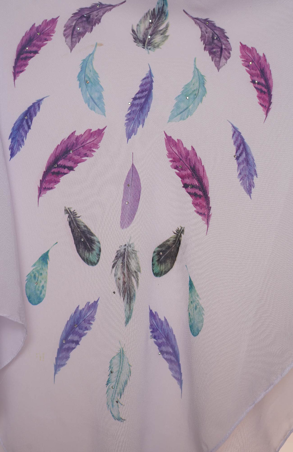 Square Feather Printed - White