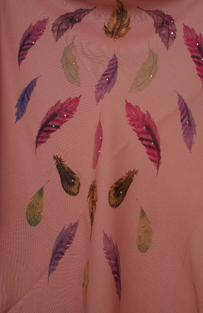 Square Feather Printed - Spanish Pink