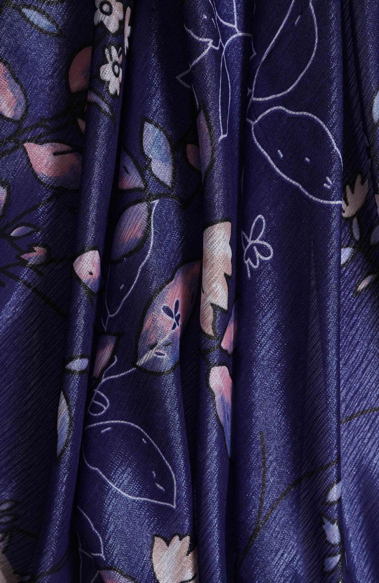 Shimmer Floral Silk - Egyptian Blue