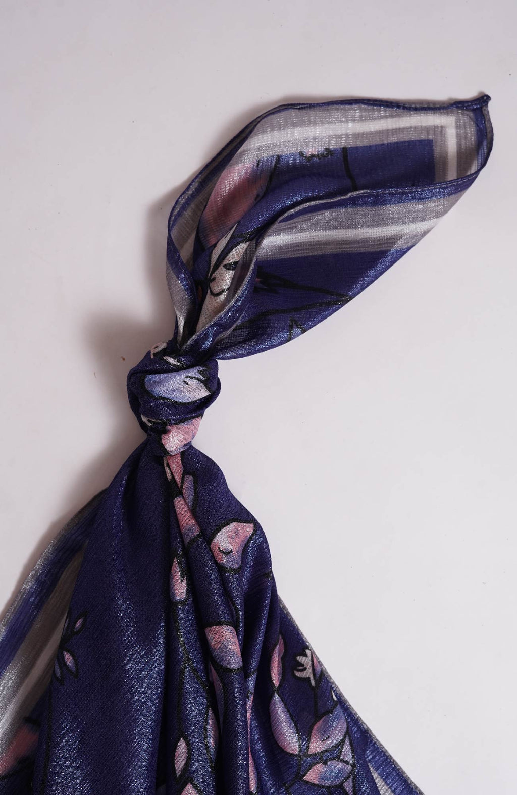 Shimmer Floral Silk - Egyptian Blue