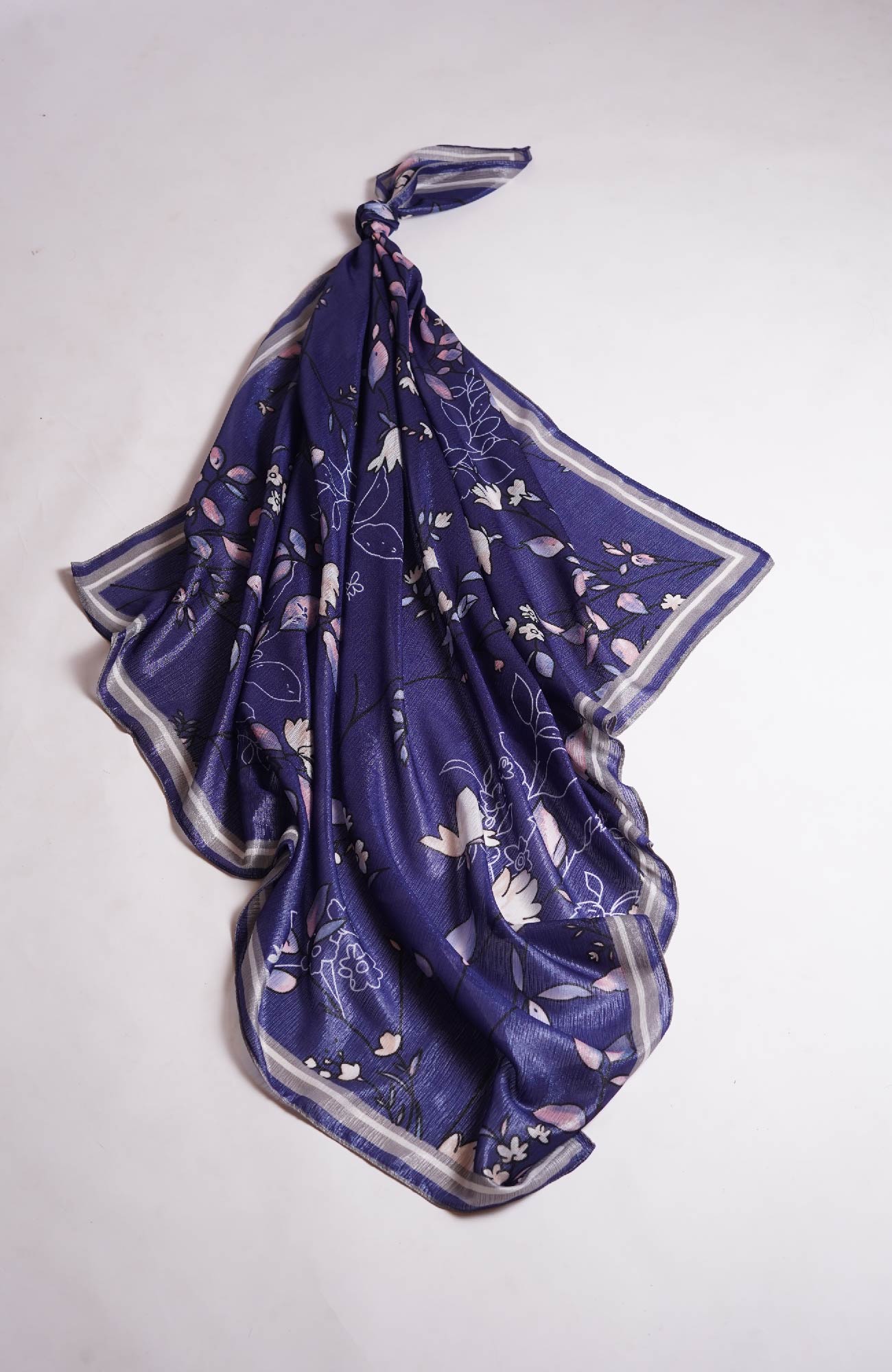 Shimmer Floral Silk - Egyptian Blue