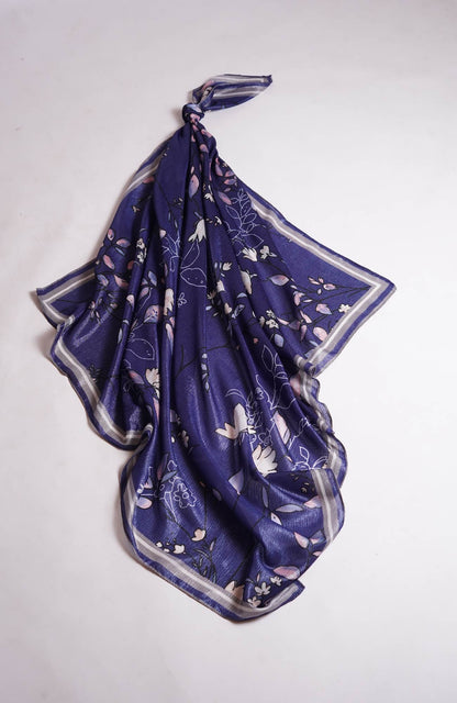 Shimmer Floral Silk - Egyptian Blue