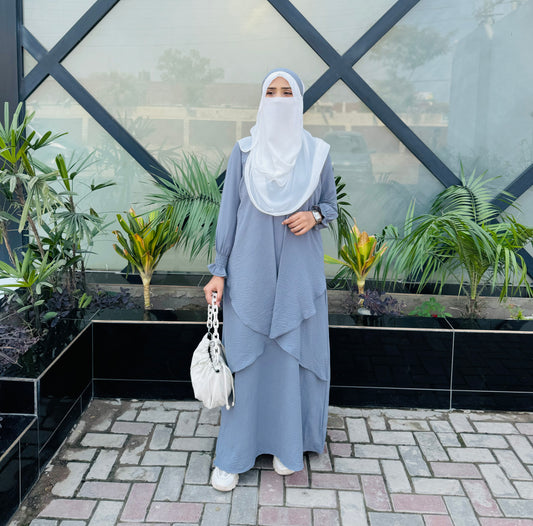Serene Classic Abaya - Light Grey