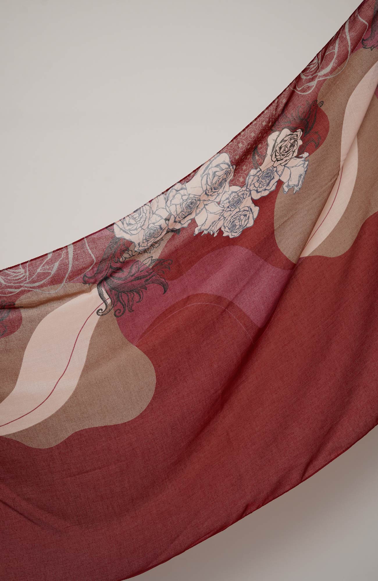 Lawn Print-Bloom Burgundy