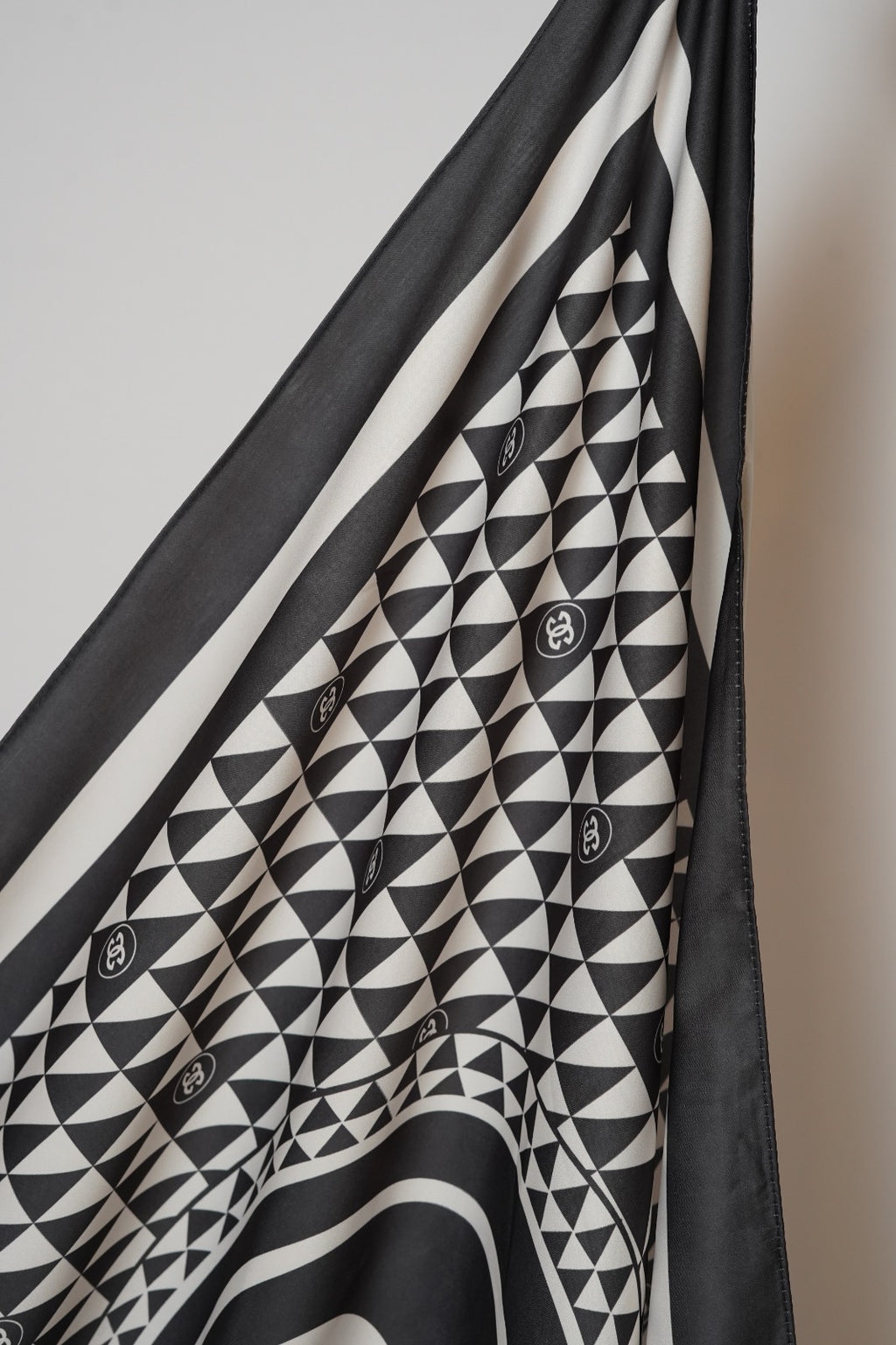 Regal Printed Satin Black Hijab