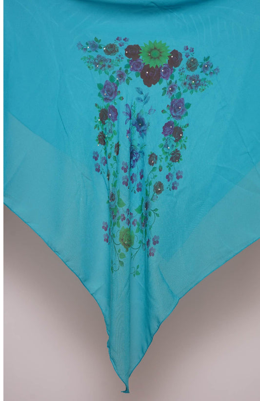 Square Floral Chiffon - Turquoise