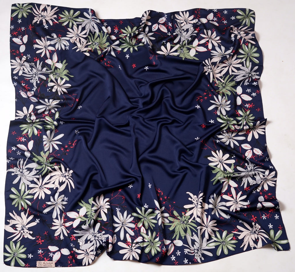 Satin Printed - Iris Dark Blue