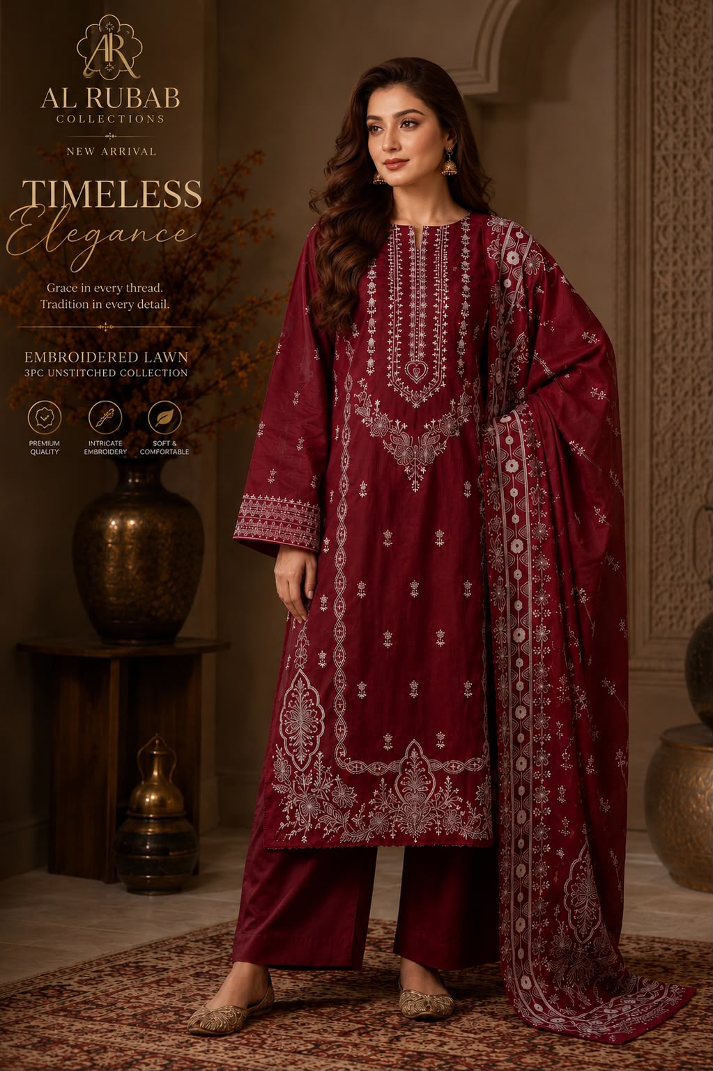 3 PC Doria Cotton Suit