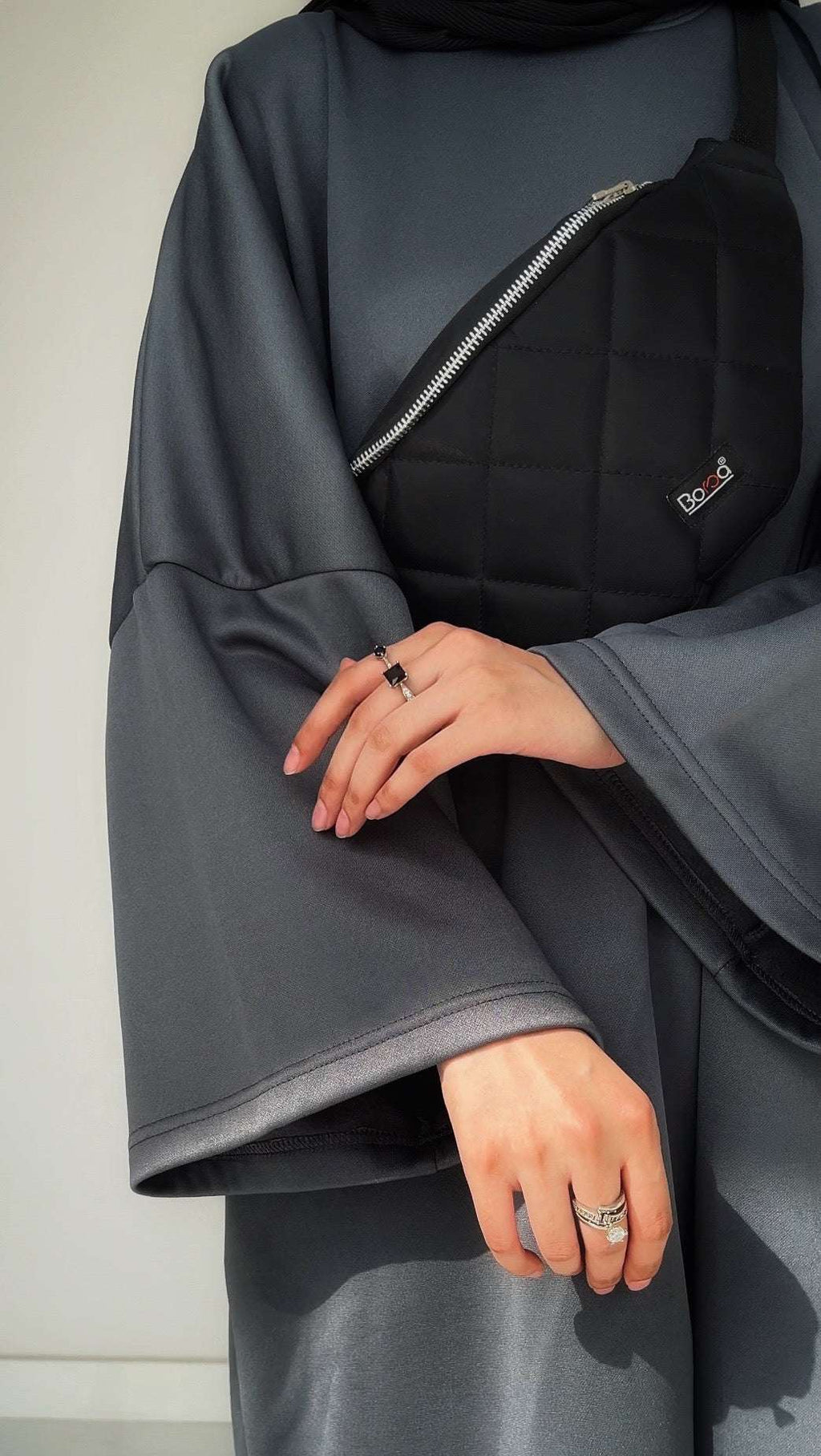 ÈLEGANTE ABAYA - GREY BLUE