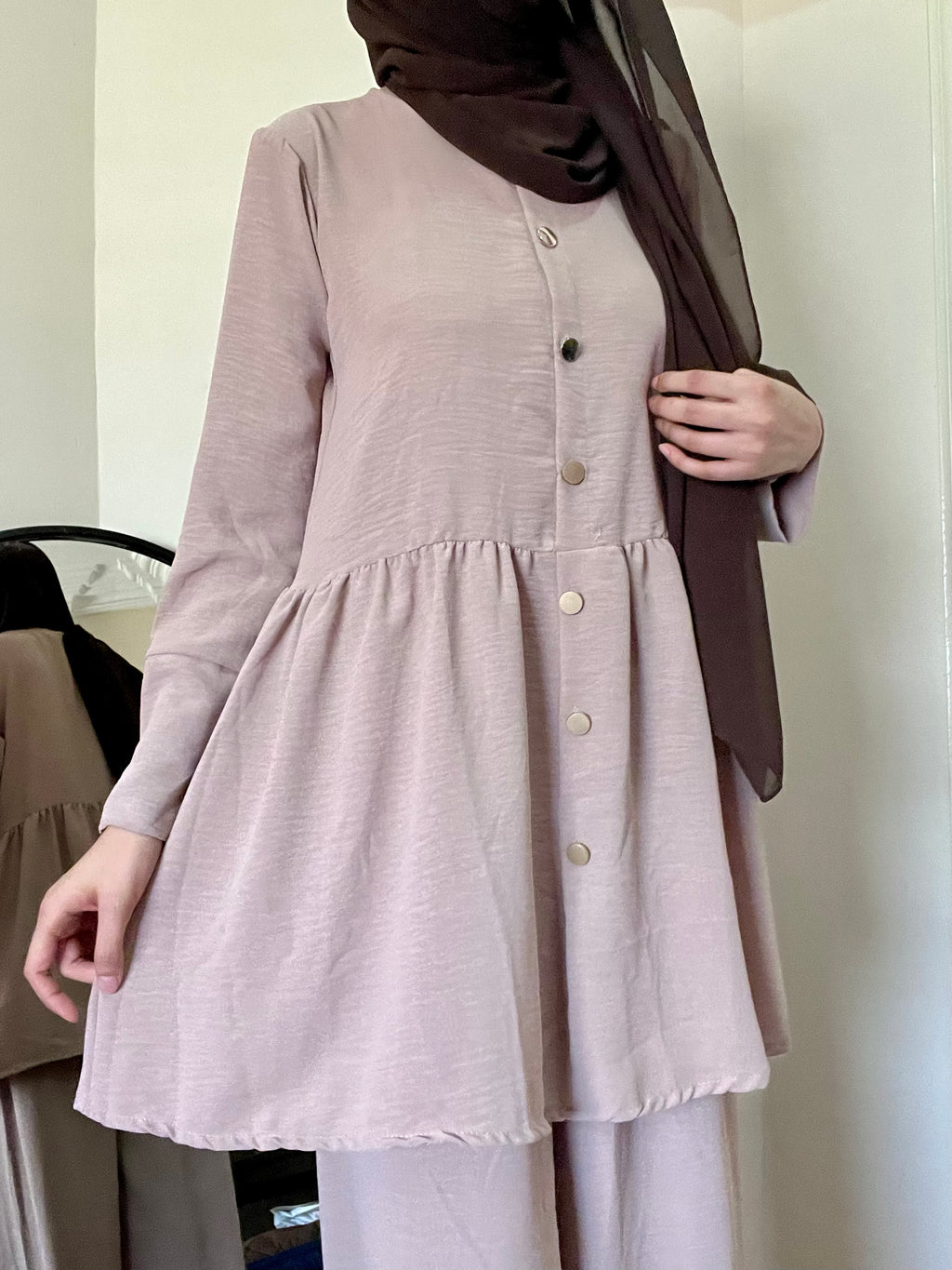 Iris-Frock Style Co Ord Set - Vanila