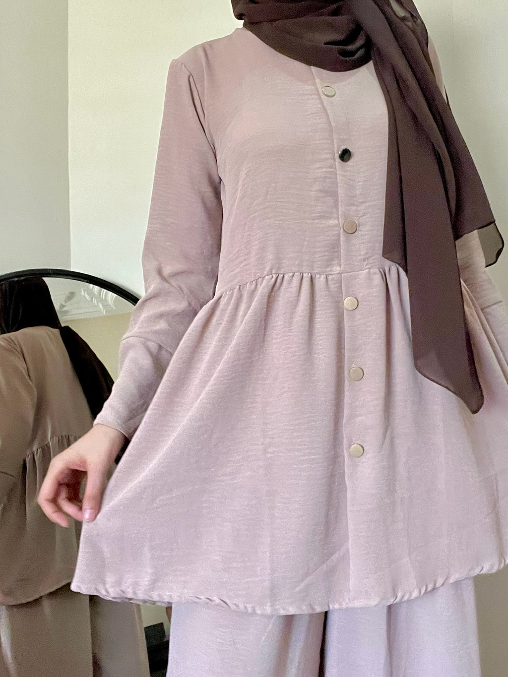 Iris-Frock Style Co Ord Set - Vanila
