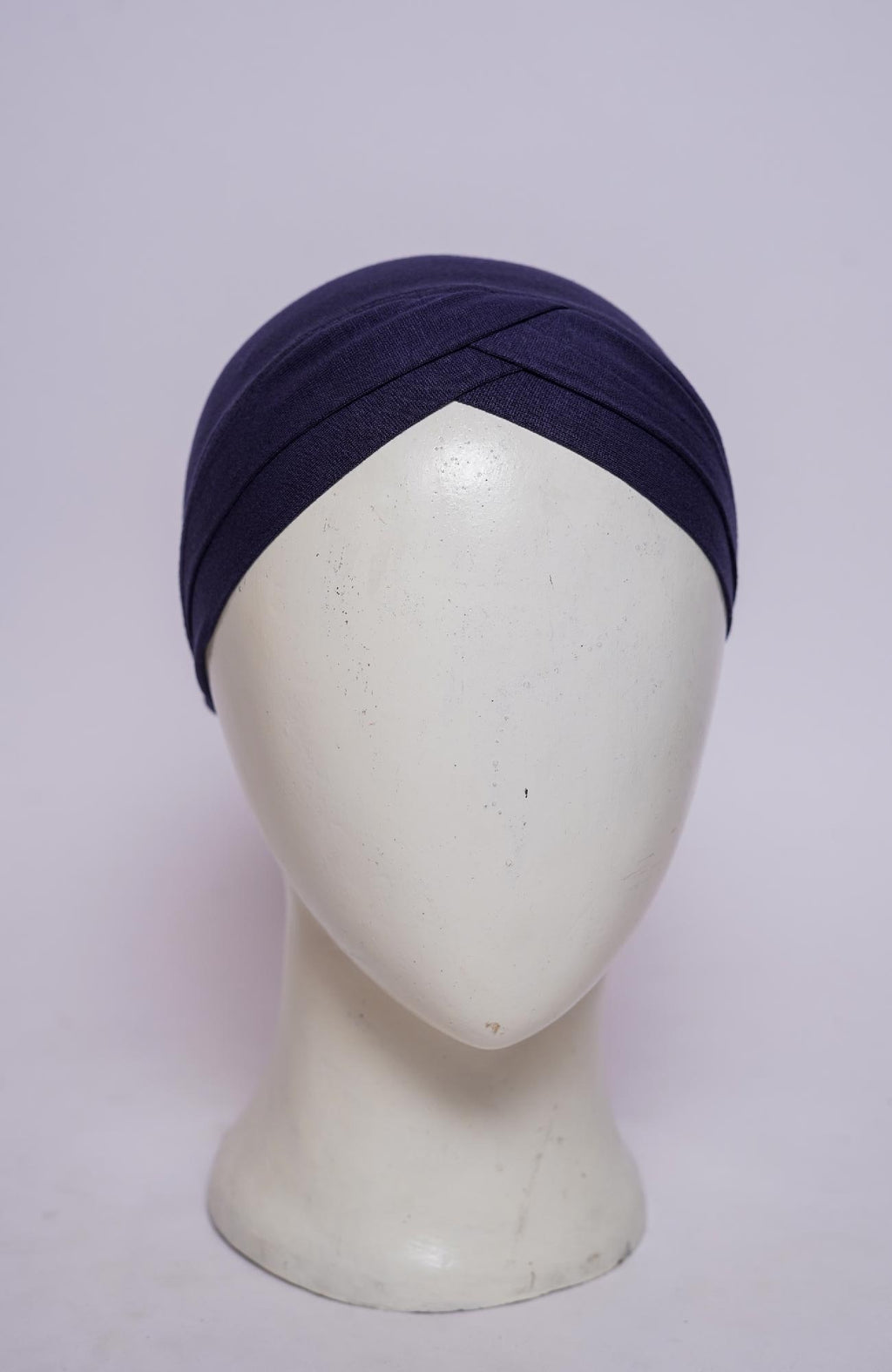 Dual Cross Turban Cap - Navy Blue