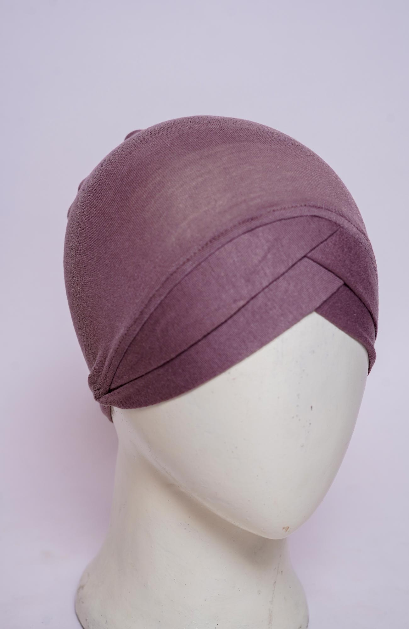 Dual Cross Turban Cap - Dark Mauve