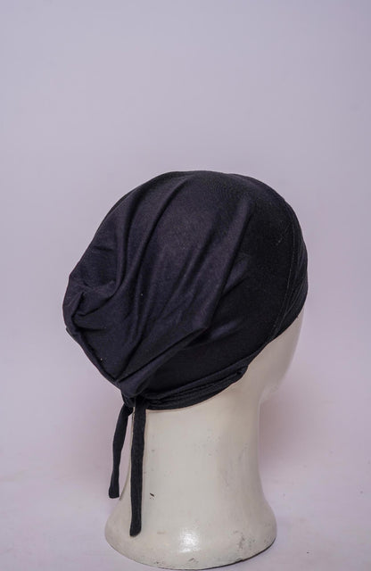 Dual Cross Turban Cap - Black