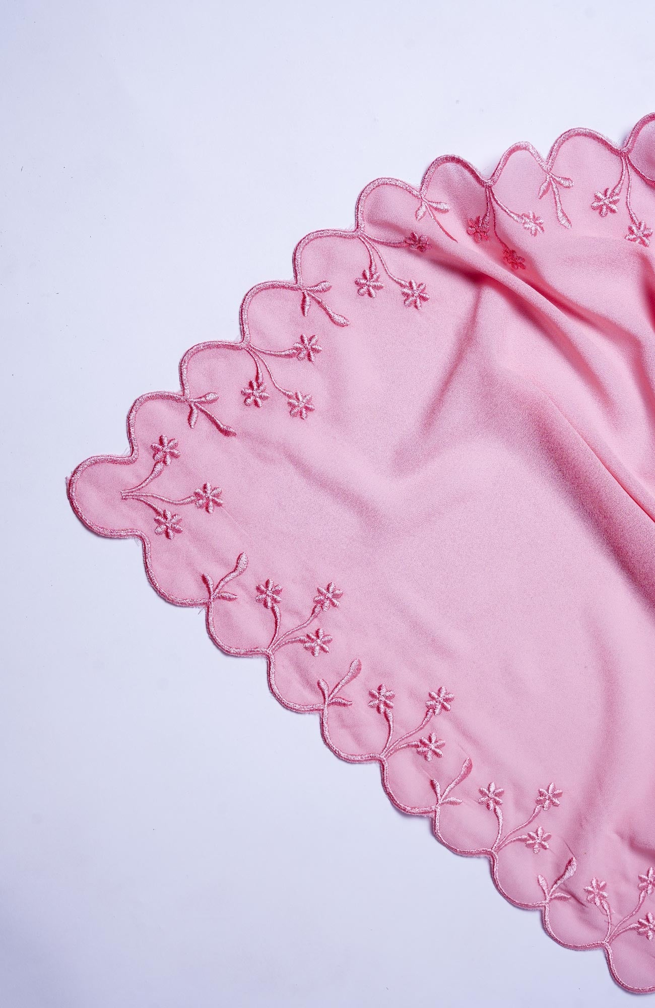 Sulam Embroidered Hijab - Baby Pink