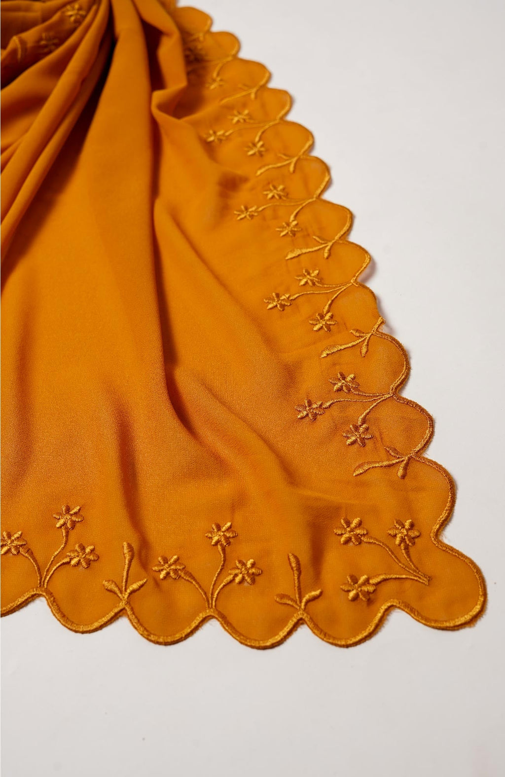 Sulam Embroidered Hijab - Mustard