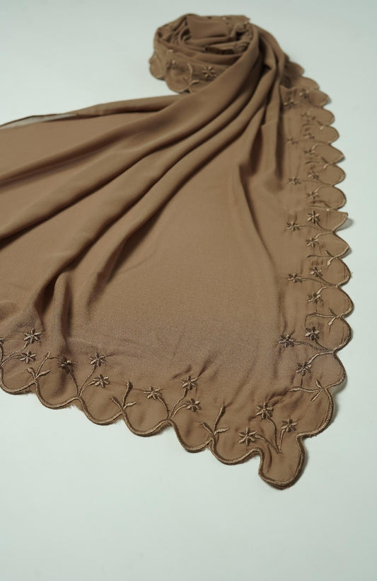 Sulam Embroidered Hijab - Cedar