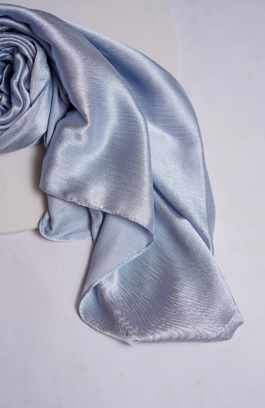 Luxe Crinkle Silk Hijab - Light Blue